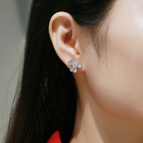Clover Moissanite earrings in Sterling Silver