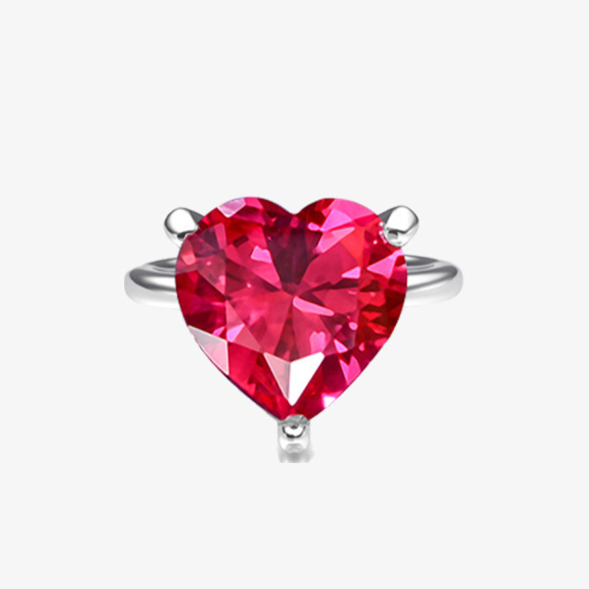 Heart Shape Carbon Zircon Ring in Sterling Silver(6 Color)