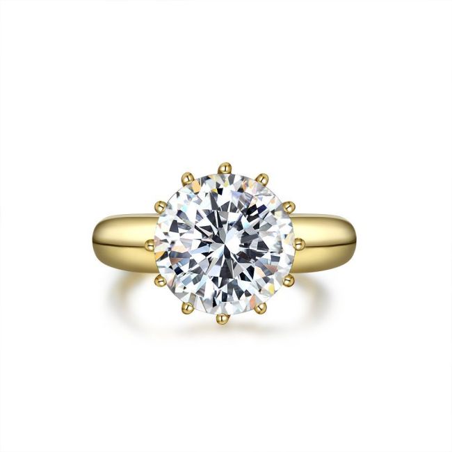 Simple Dazzling Sun Zircon Ring Silver Plated In 18K Gold