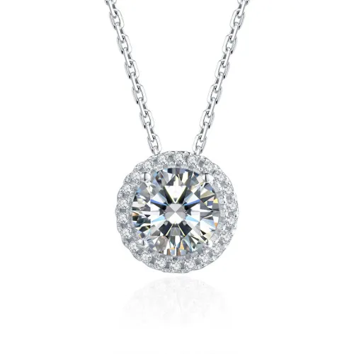 Simple 1.0CT Moissanite Sterling Silver Necklace