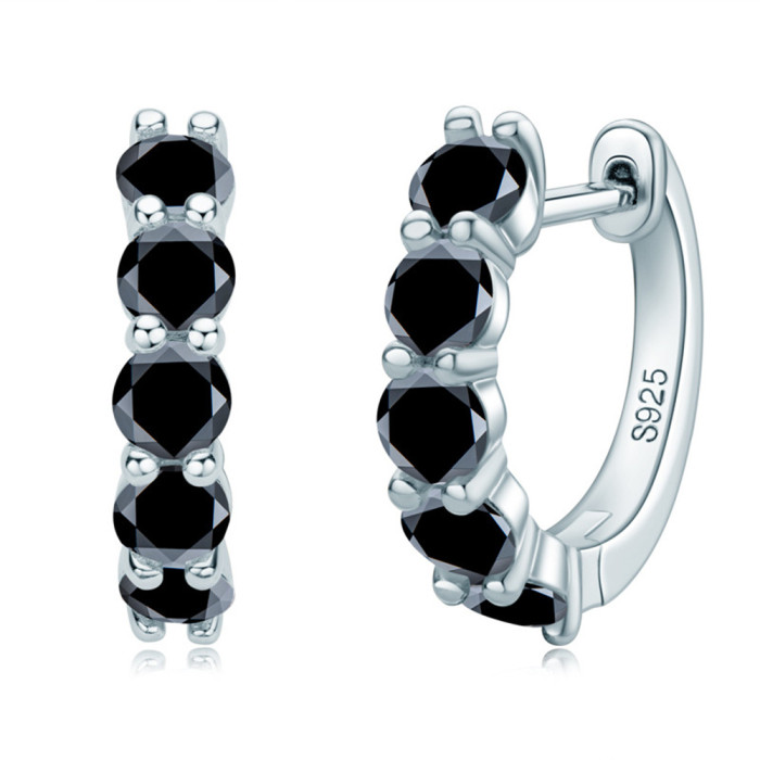 AED 352.0 - Black Cool C Moissanite Sterling Silver earrings - www.duzai- jewelry.com