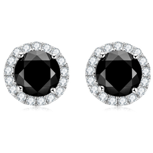 Cool simple black Moissanite sterling silver earrings