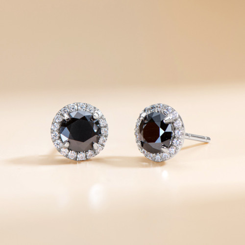 Cool simple black Moissanite sterling silver earrings