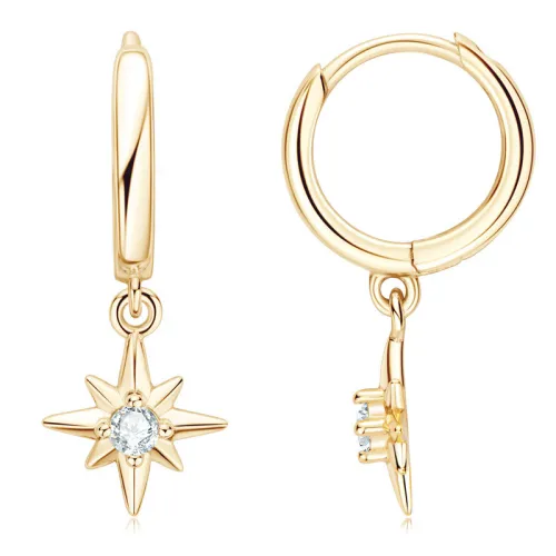 Sparkling Sky Star Moissanite Sterling Silver Earrings/Silver Plated 18K Gold