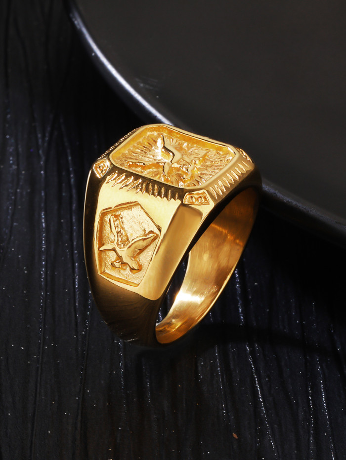 Steel outlet gold ring