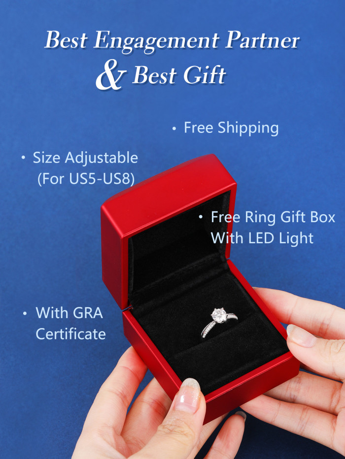 Kinderrijmpjes Vruchtbaar Gespierd AED 99.0 - [Simple Pleasures] 1.0ct Open Size Moissanite Engagement Silver  Ring (Gift Led Box) - www.duzai-jewelry.com
