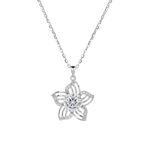 {Limited Time Special} Unique exquisite openwork flower moissanite sterling silver necklace