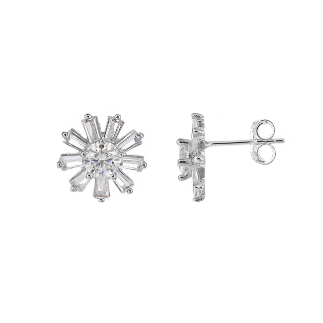 Dazzling Sunflower Sterling Silver Moissanite Earrings