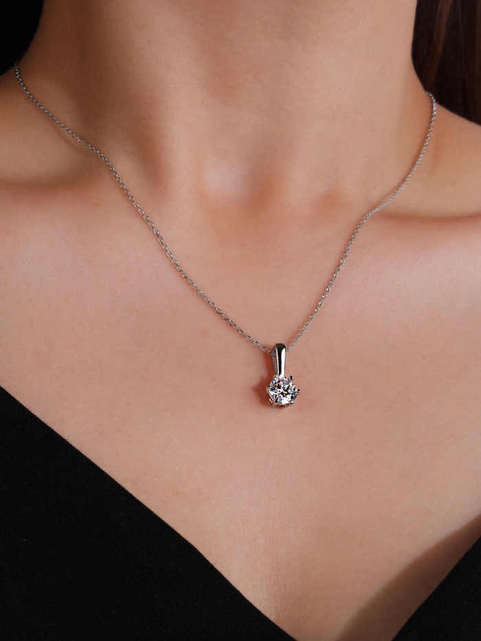 Daily Wear Moissanite Necklace in Sterling Silver