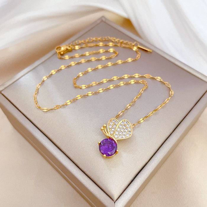 Purple gem necklace sale