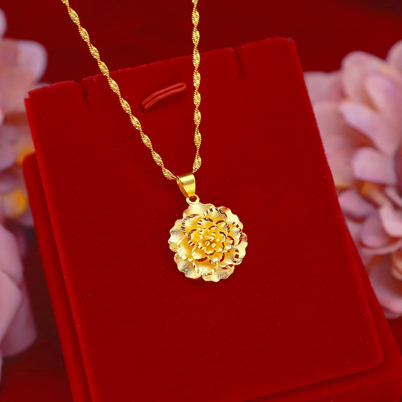 AED 79.0 24K Gold Plated Large Gold Flower Necklace www