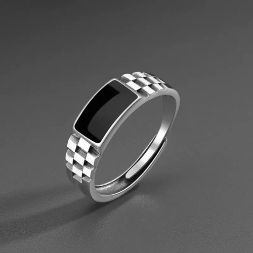 Men's Onyx Tessellated Adjustable Ring(US6-US9)