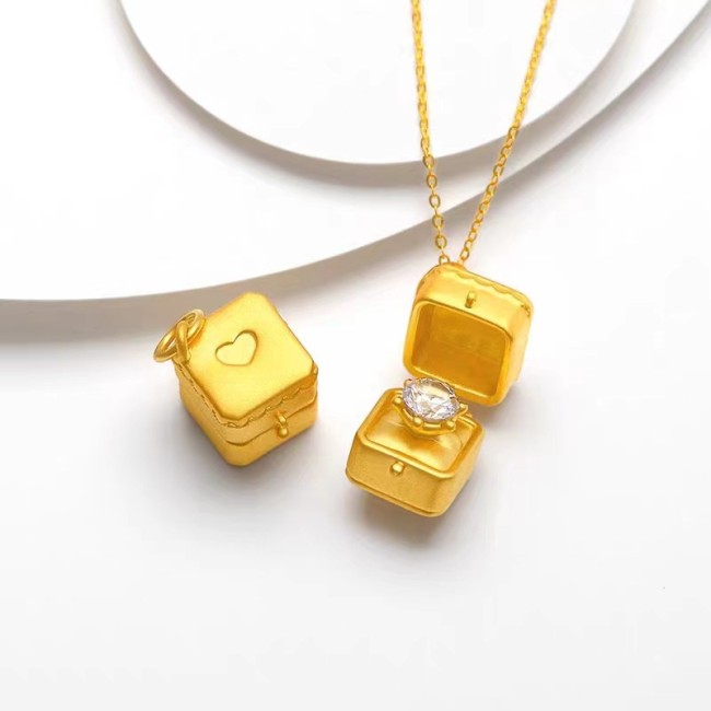 24K Gold Plating Creative Jewelry Box Necklace