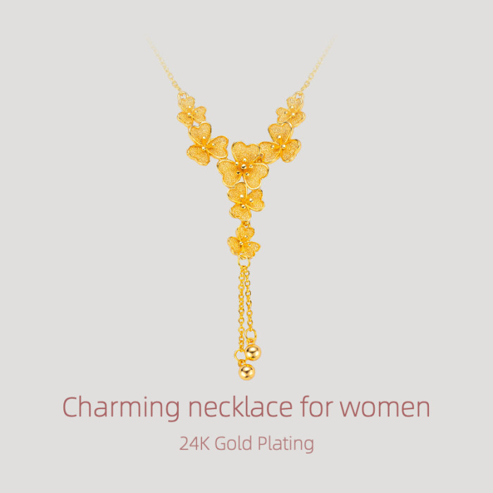 24K Gold Plated Power of Charm Necklace for Women