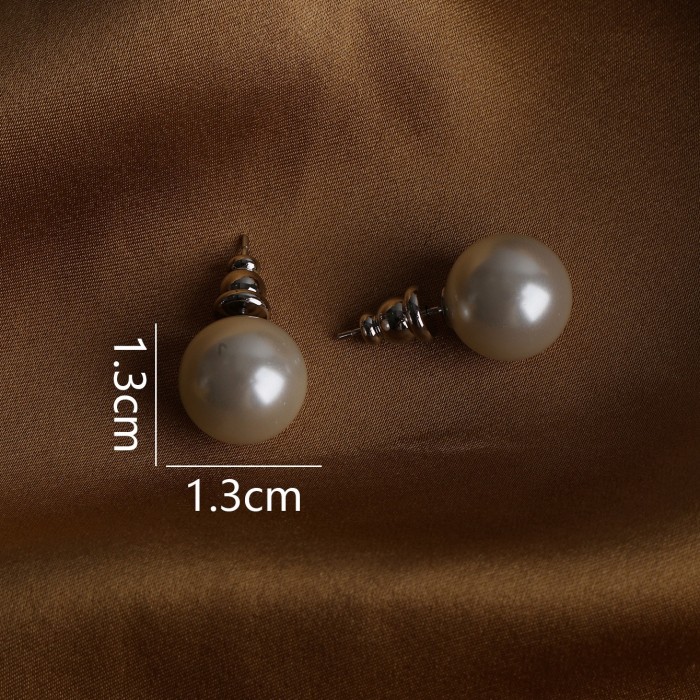 [Elegant Essential]  Women's Favorite Perfect Round 11mm Pearl earrings