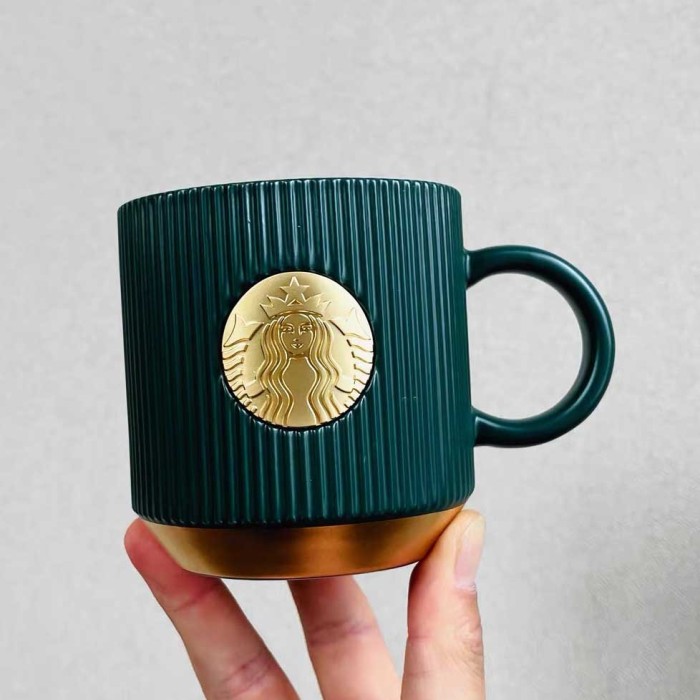 2021 Spring Green stripe series Golden Siren Logo 11oz Ceramic mug