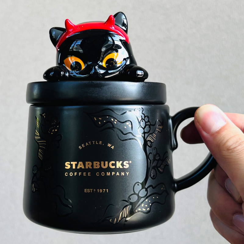 2021 China Halloween Black Cat lid 13oz Ceramic mug