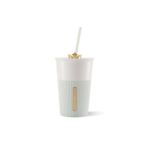 2021 China Mint Green Series Crown 20oz Ceramic straw cup