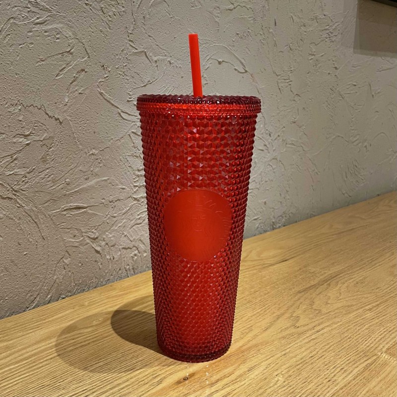 2020 China Red Bling Diamond studded 24oz Straw Cold cup