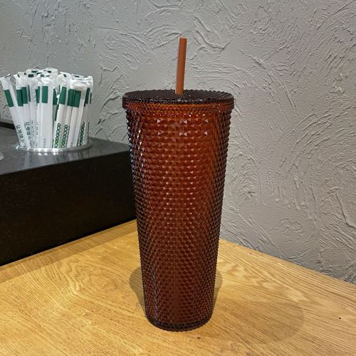 2022 China Halloween Pumpkin color Bling Diamond studded 24oz Straw Cold Cup