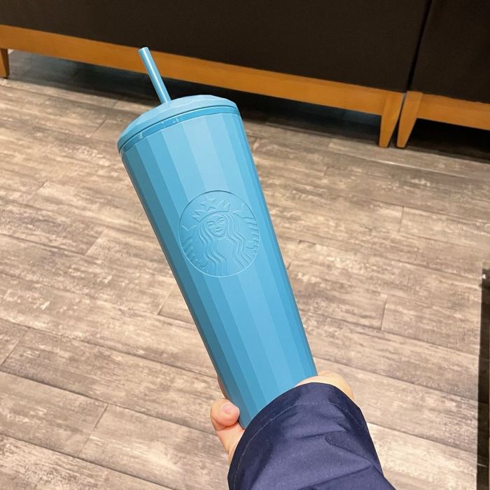 2022 China Blue series Matte Blue Dome Diamond 24oz straw Cold Cup