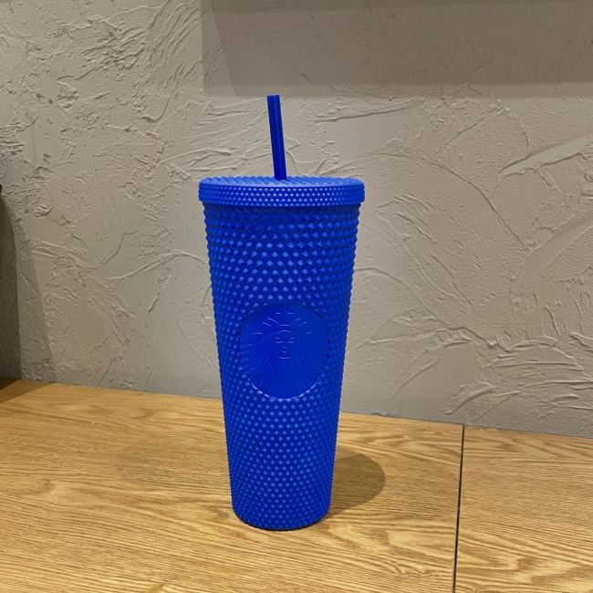 2022 China Blue series matte Blue Diamond studded 24oz Straw Cold Cup