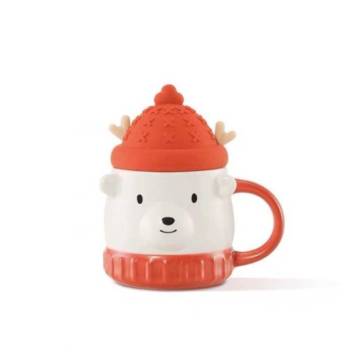 2022 China Christmas Polar bear shape 12oz Ceramic mug