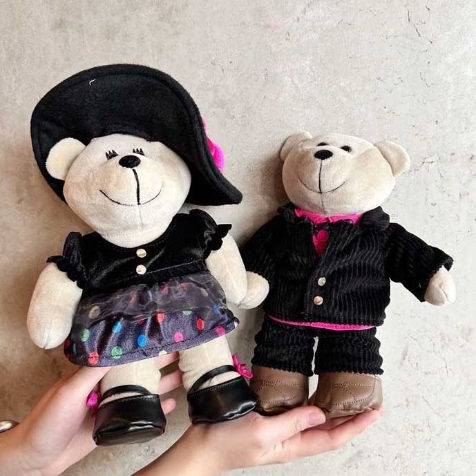 2023 China Bearista Black suit + Black polka dots skirt bear Set