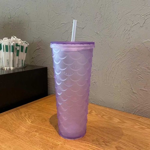 2023 China Purple Bling fish scale Jeweled 24oz Straw Cold Cup