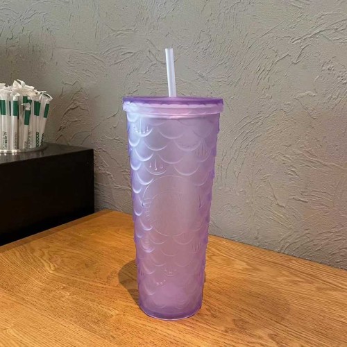 2023 China Purple Bling fish scale Jeweled 24oz Straw Cold Cup