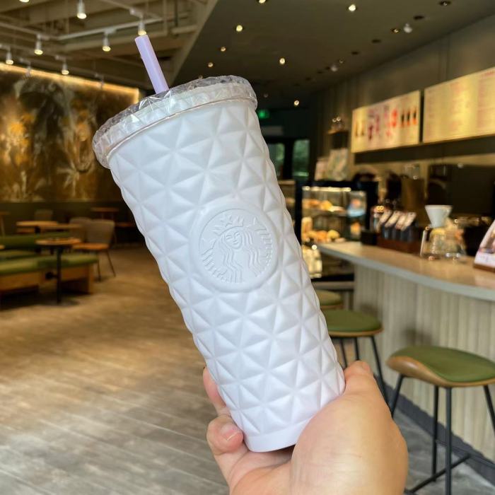 Starbucks Purple Matte Diamond Studded Tumbler Cold Drinks Straw