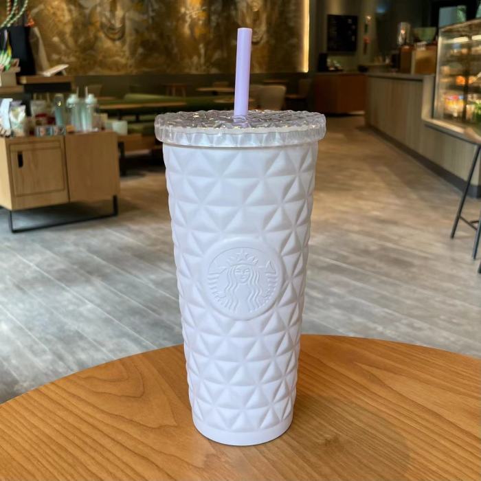Purple and White Stainless Steel Checkered Tumbler