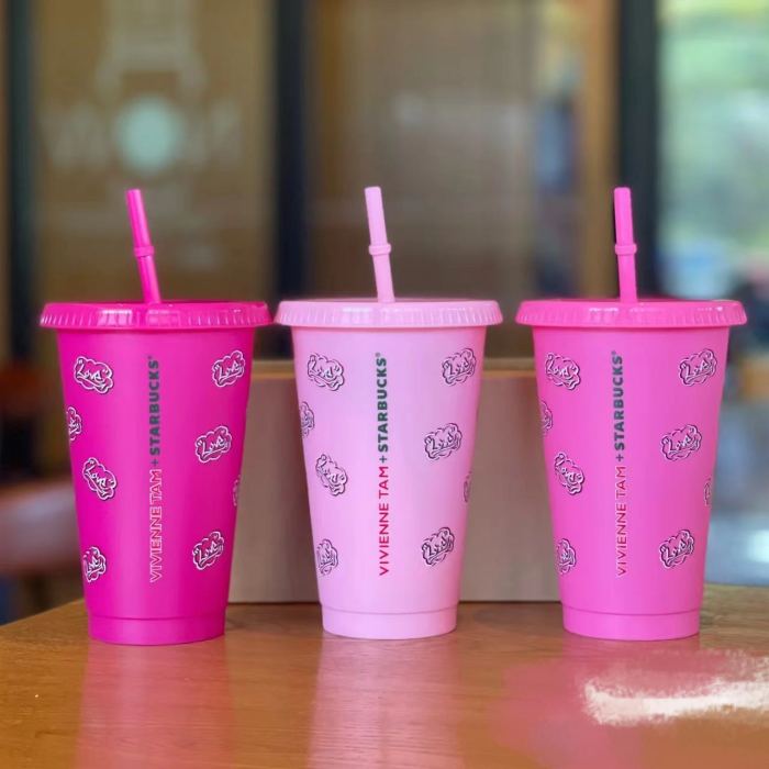 Tumbler Pink limited edition 20oz plastic straw cup set