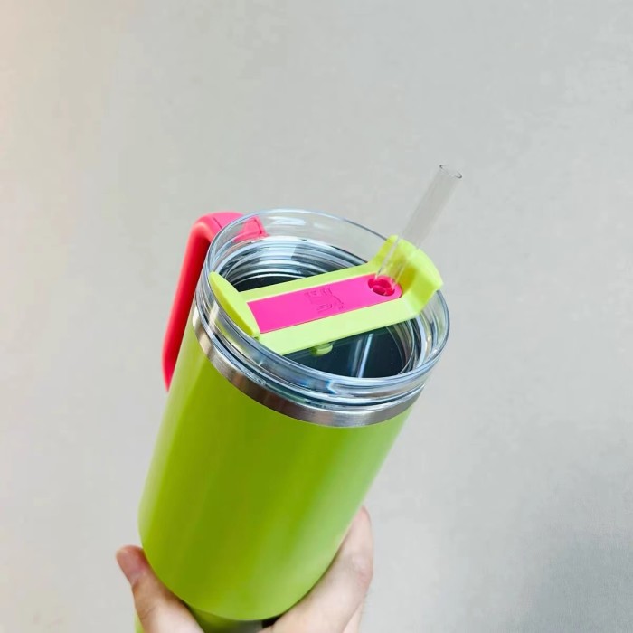 Green 40oz Stanley Stainless steel straw cup