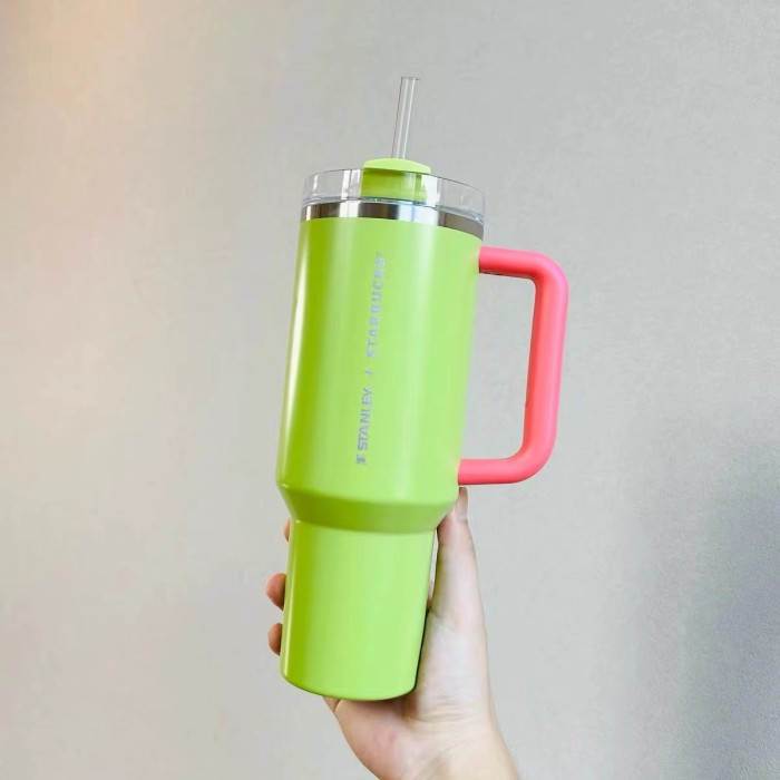 Green 40oz Stanley Stainless steel straw cup