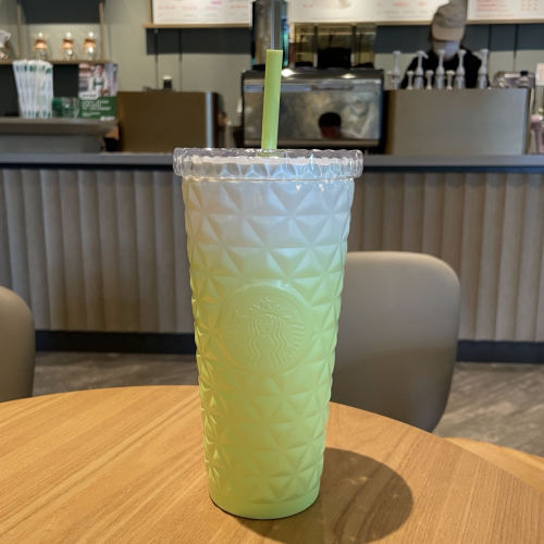 2023 China Tumbler diamond Green gradient 20oz Stainless steel straw cup