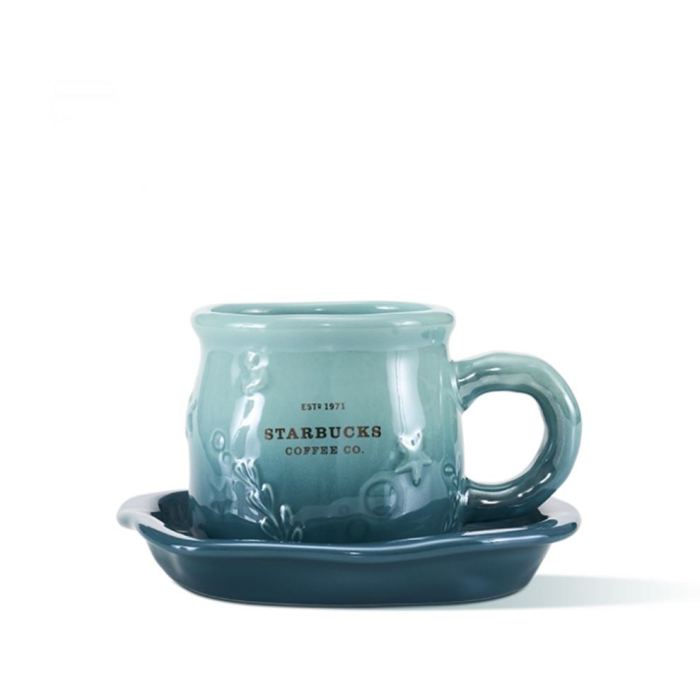 2023 China siren Blue Ocean Series 14oz Ceramic mug and plate set