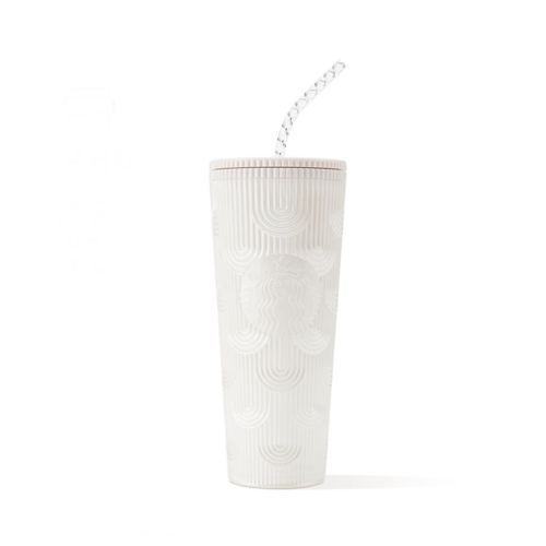2023 China siren Ocean Series White Shells 24oz Plastic curved straw cup