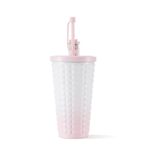 2023 China Tumbler diamond pink white gradient 19oz Stainless steel straw cup