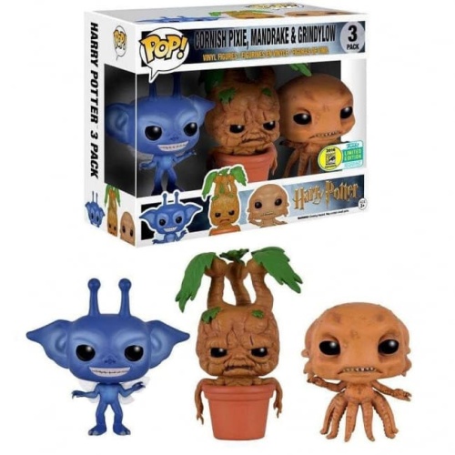 FUNKO POP! HARRY POTTER CORNISH PIXIE MANDRAKE GRINDYLOW 3 PACK SDCC 2016