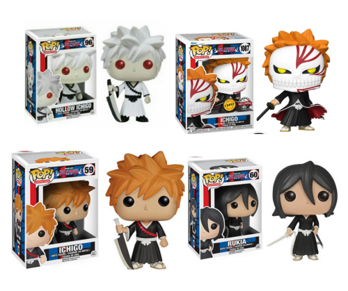 4PCS Funko Pop Bleach Ichigo #1087 Chase Hollow Ichigo 96  Ichigo 59 Rukia 60 Vinyl Figure