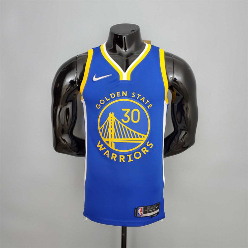 75th Anniversary Curry #2974 Warriors Blue NBA Jersey