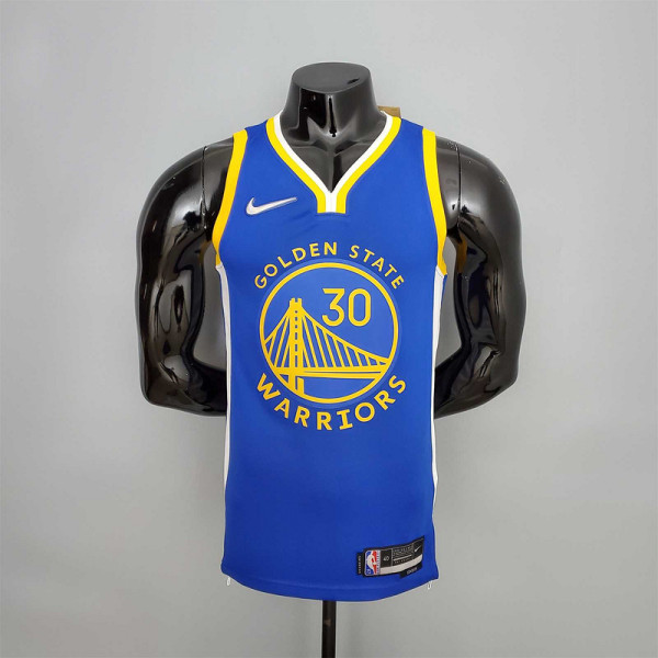 75th Anniversary Curry #2974 Warriors Blue NBA Jersey