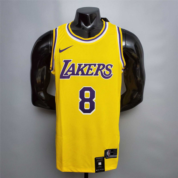 Bryant #8 Lakers Round neck yellow NBA Jersey