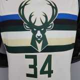 Antetokounmpo#34 Bucks Striped Off-White NBA Jersey