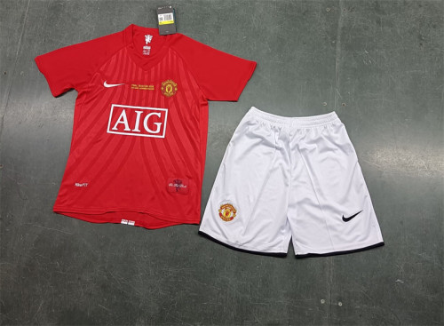 Manchester United 2007/08 home Champions League version Retro kids kits