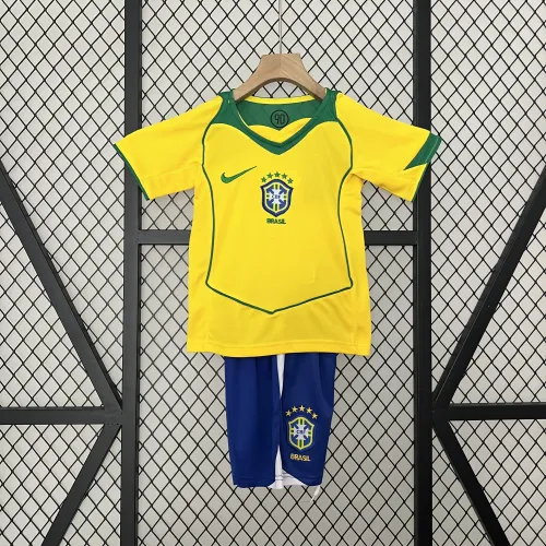 Brazil 2004 home retro kids soccer jerseys