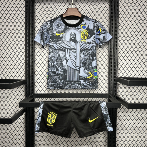 Brazil 2024 Jesus Gray Special kids soccer jerseys