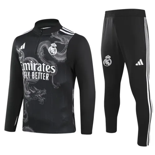 Real Madrid 2024/25 black Dragon Half zipper training clothes