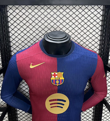 Barcelona 2024/25 Home Player Version Long Sleeve  (Big Sponsor)